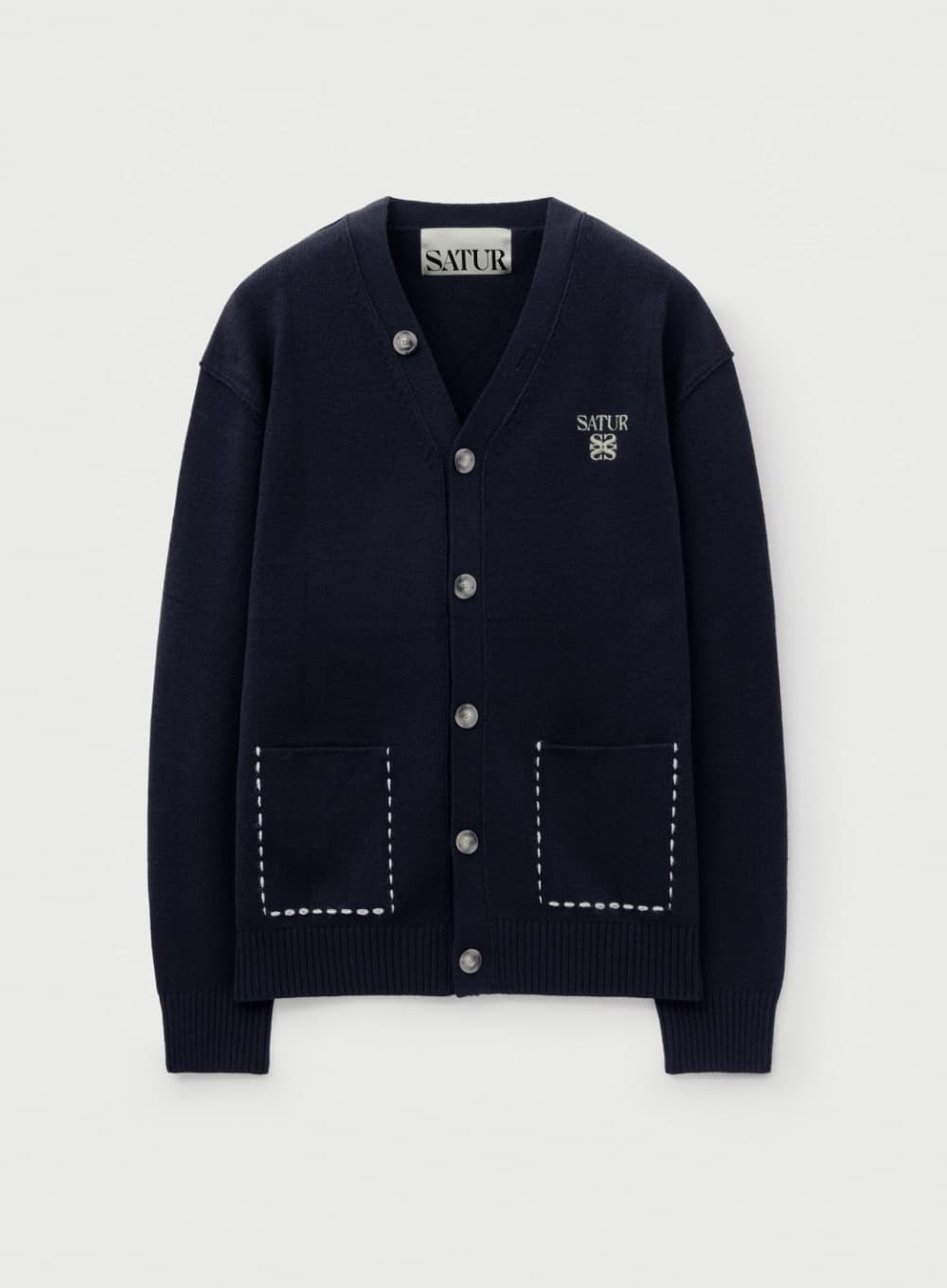 Outline Basic V-Neck Cardigan - Navy