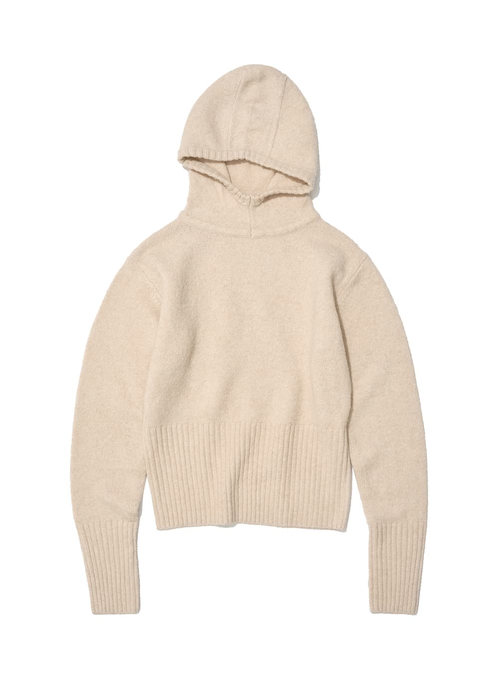 CUT-OUT WARMER KNIT HOODIE_CREAM