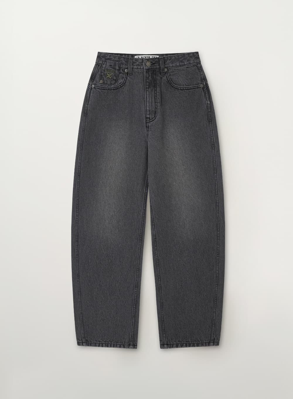 (W) Round Color Denim Pants - Gray