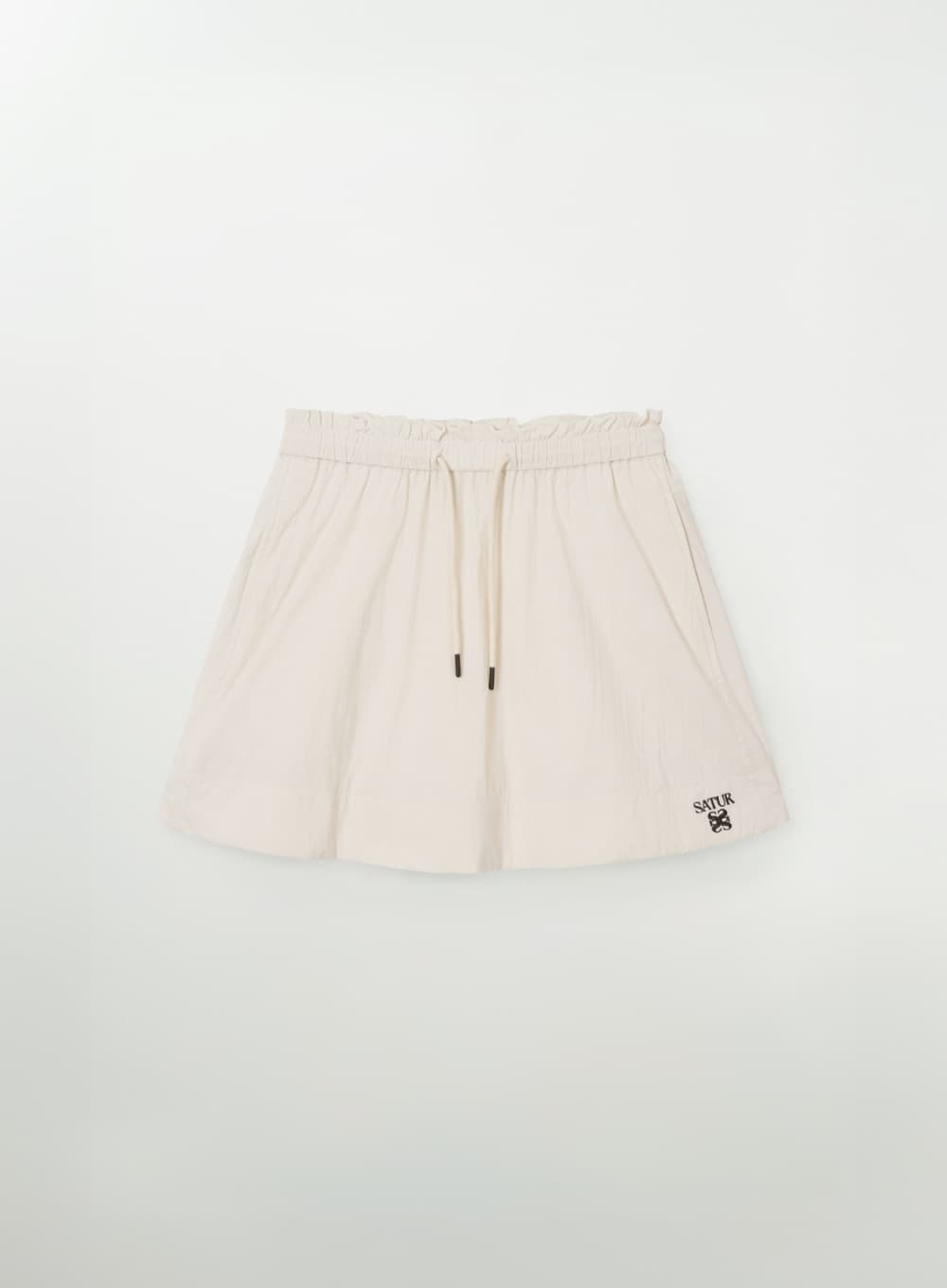(W) Logo String Nylon Flare Skirt - Cream