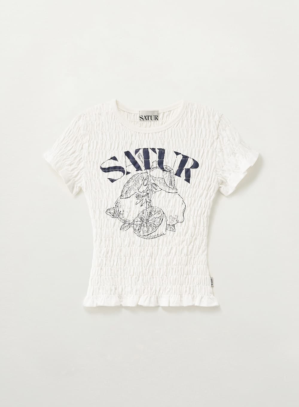 (W) Citron Smocked T-shirt - White