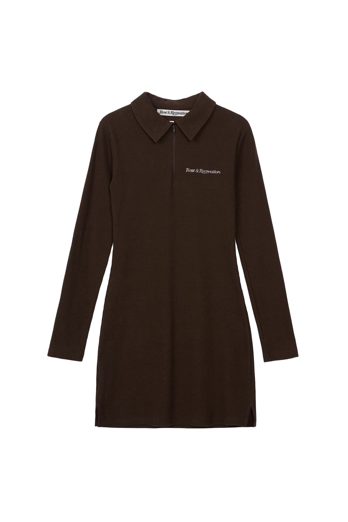 RR HALF ZIP-UP DRESS - BROWN