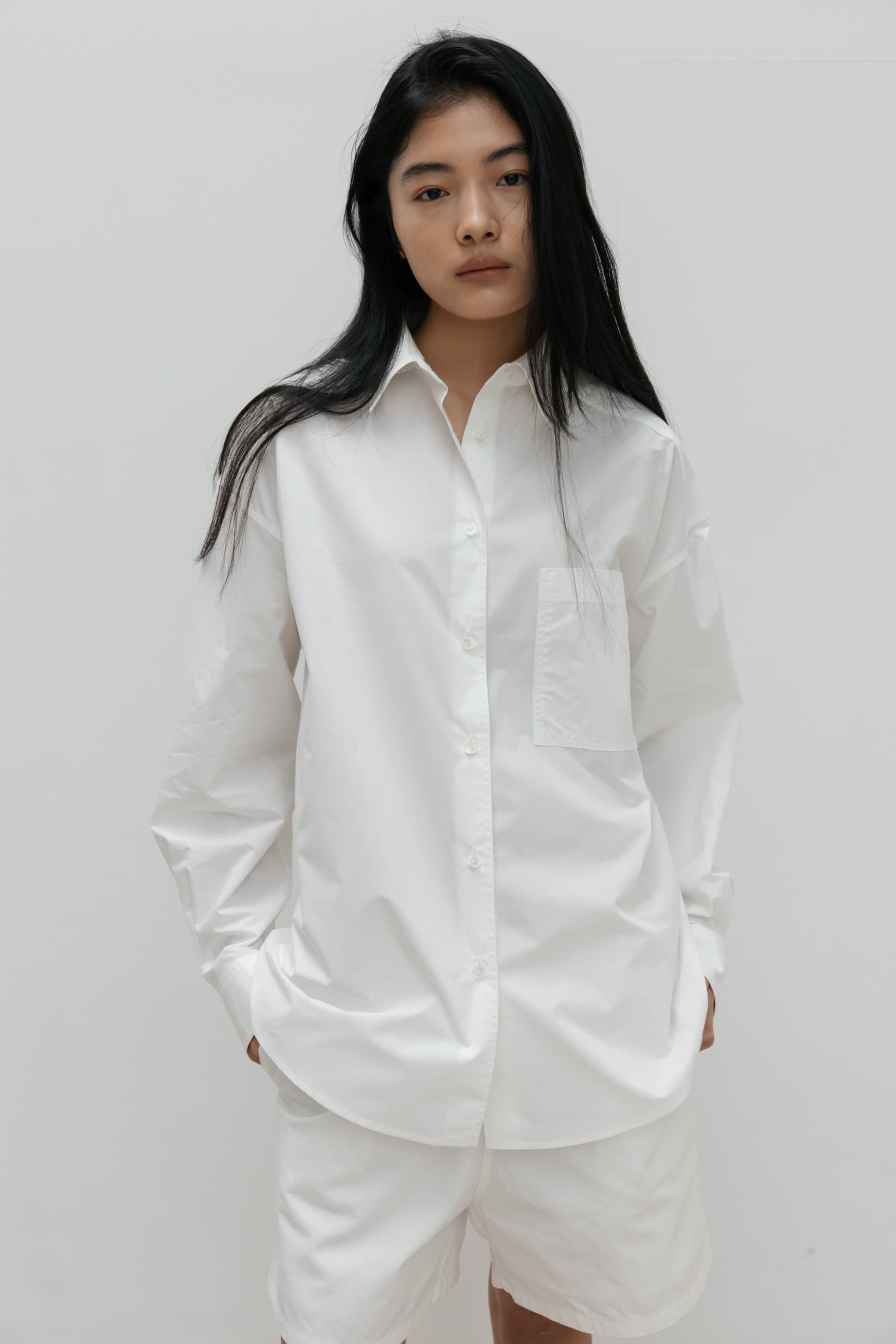 Cloud Oversized Pocket Shirt (White)