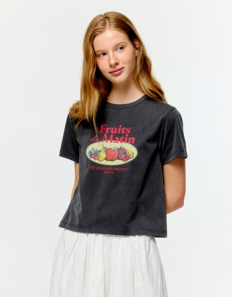 fruits market crop t-shirt - charcoal