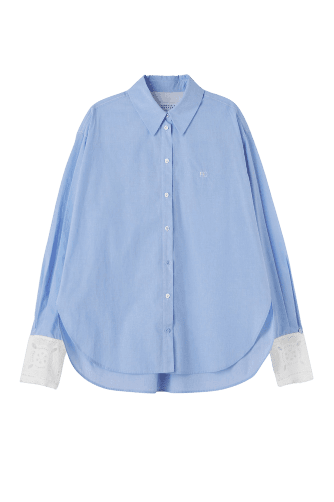 Lace Cuff Shirt (Blue) 권나라 착용