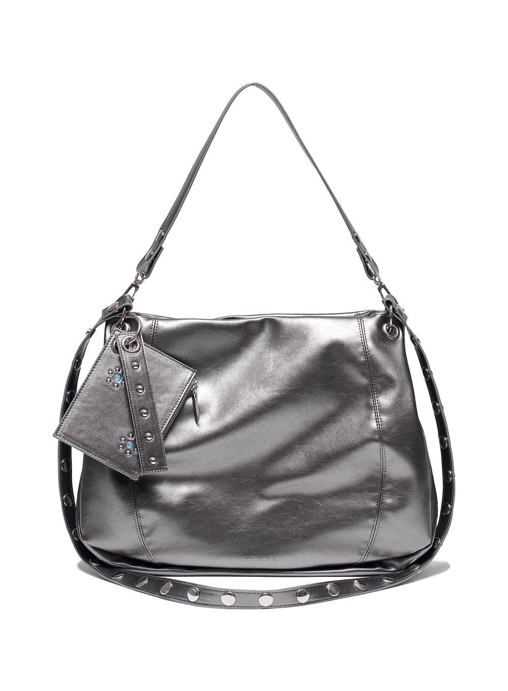 2WAY LEATHER HOBO BAG_GUNMETAL