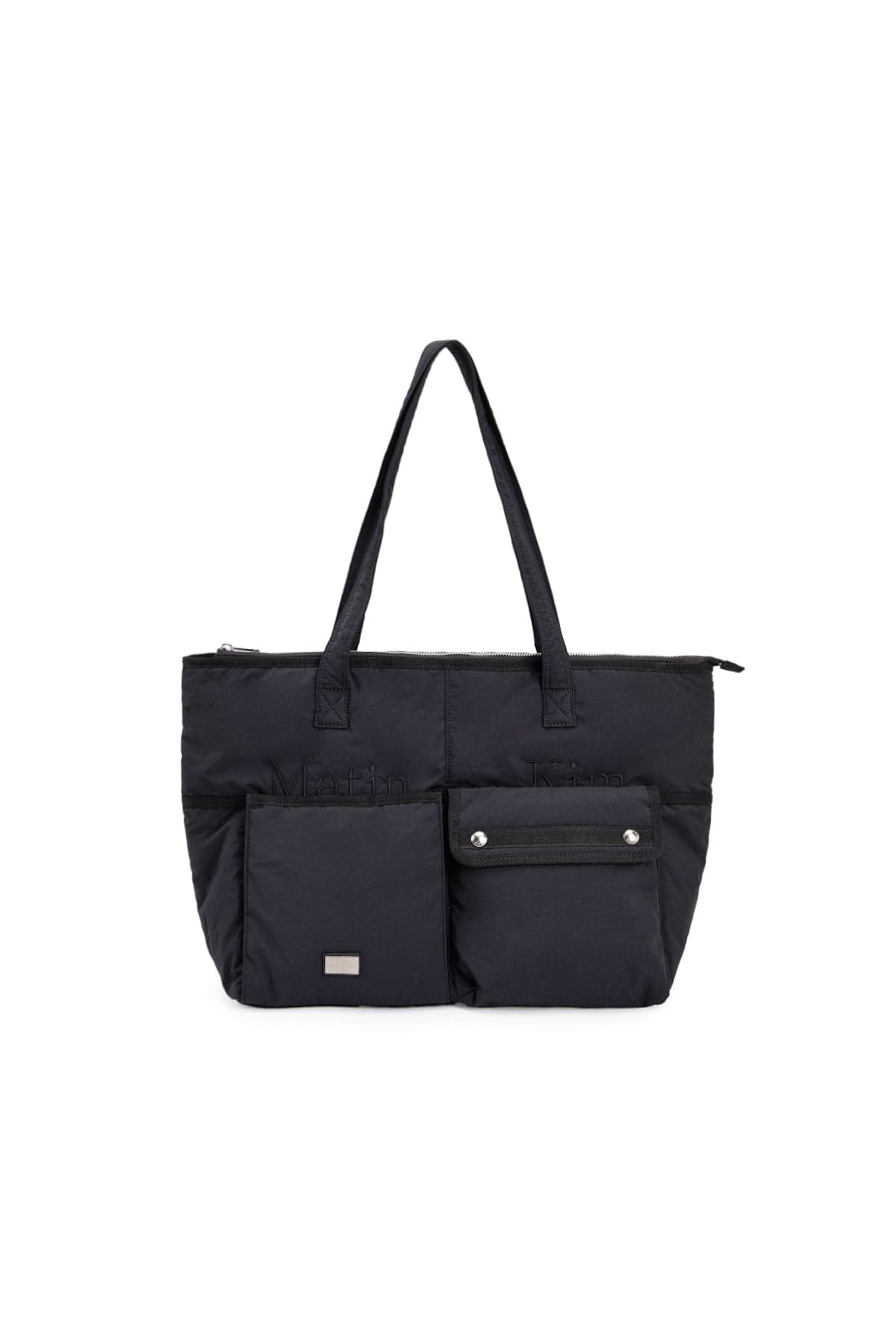 POCKET UTILITY NYLON BIG SHOULDER BAG IN BLACK