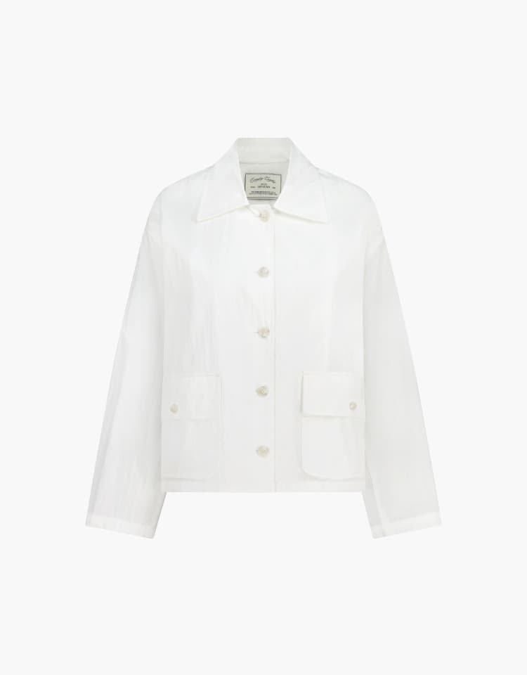 cotton blend crop jacket - white