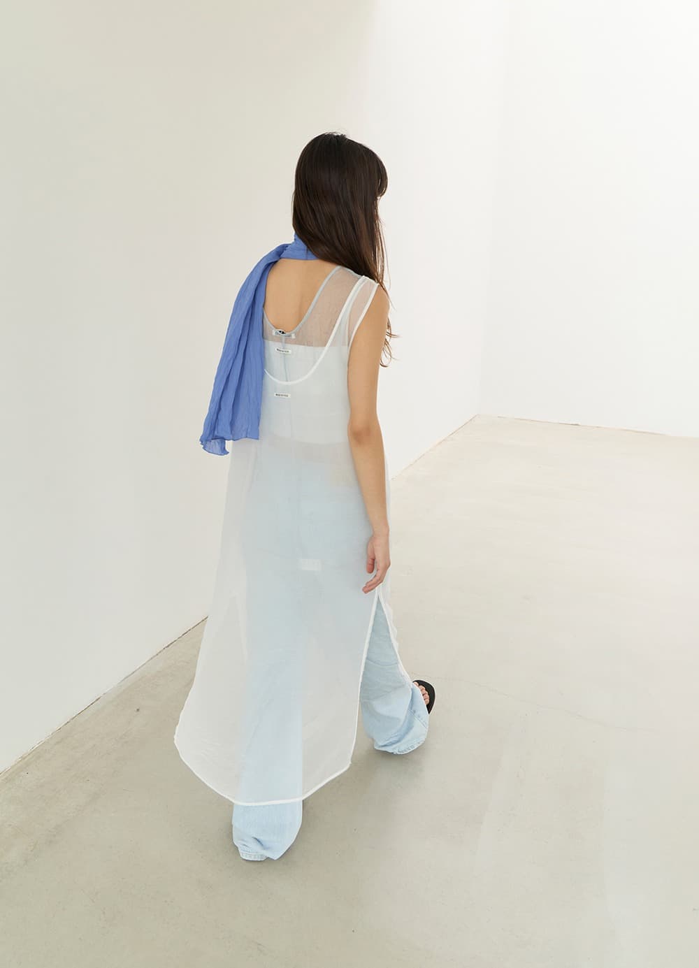Sheer Layered Maxi Dress - White