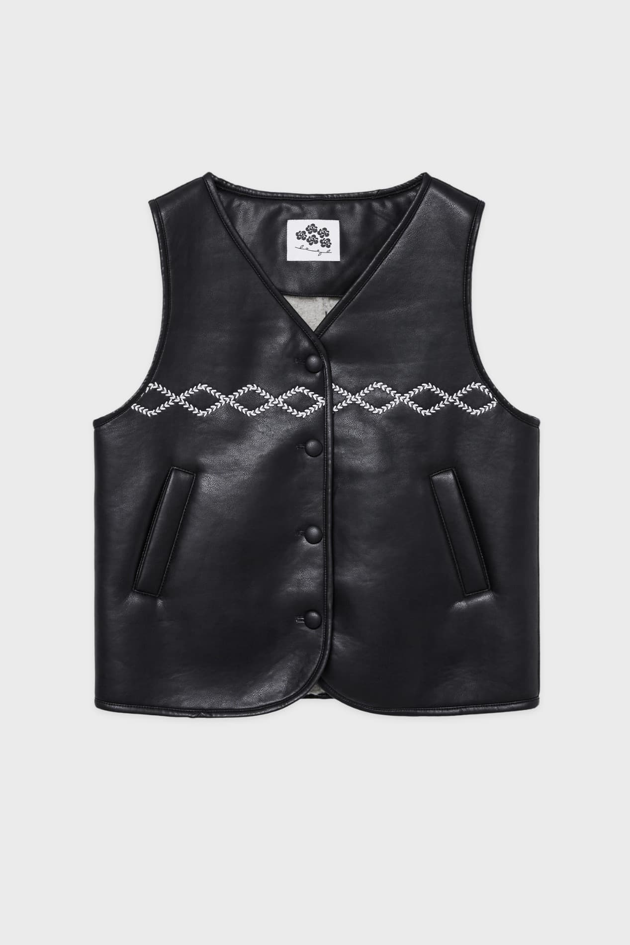 SN Shearling Leather Vest (Black)