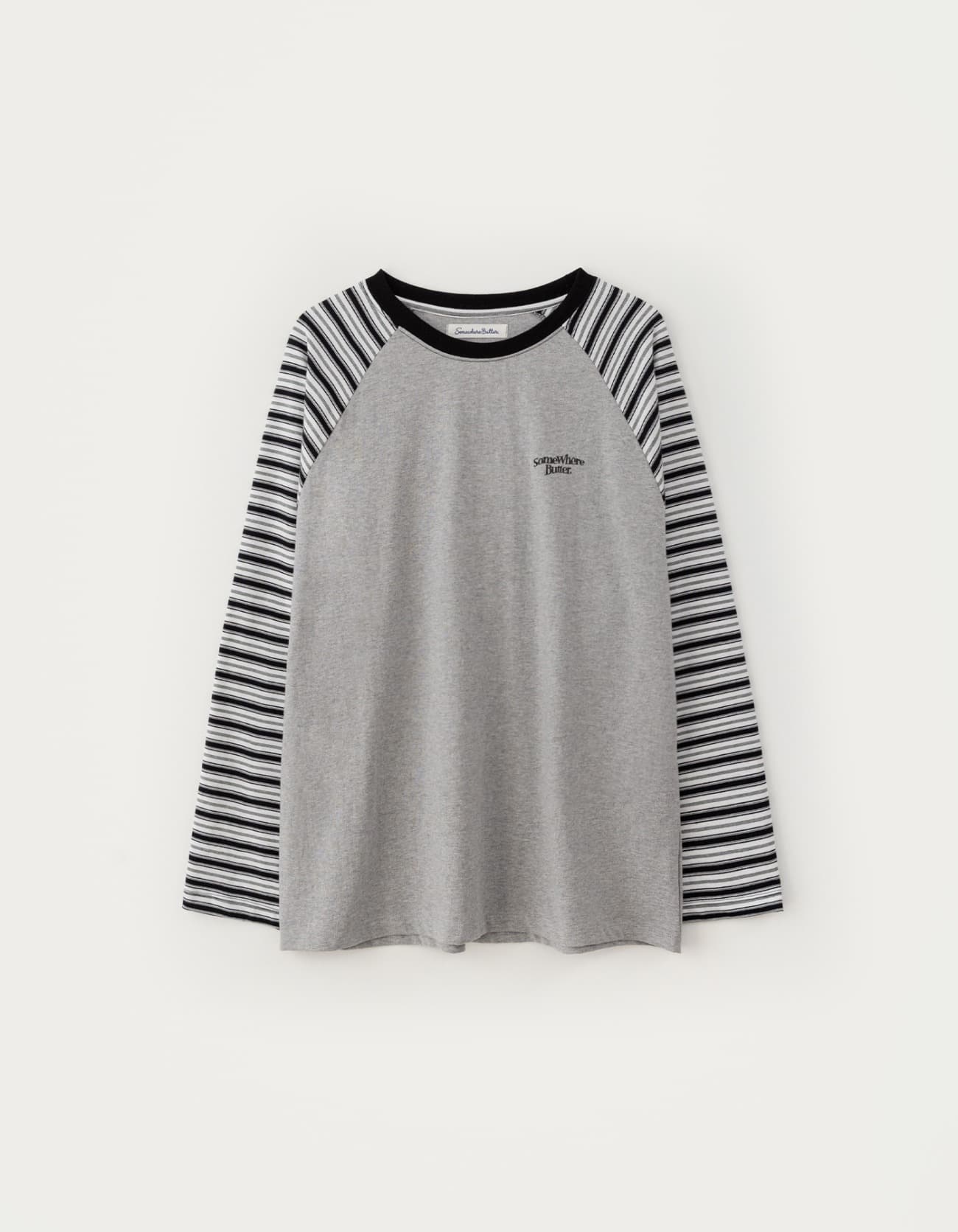 Niro Stripe Raglan Long Top - Grey(Black)
