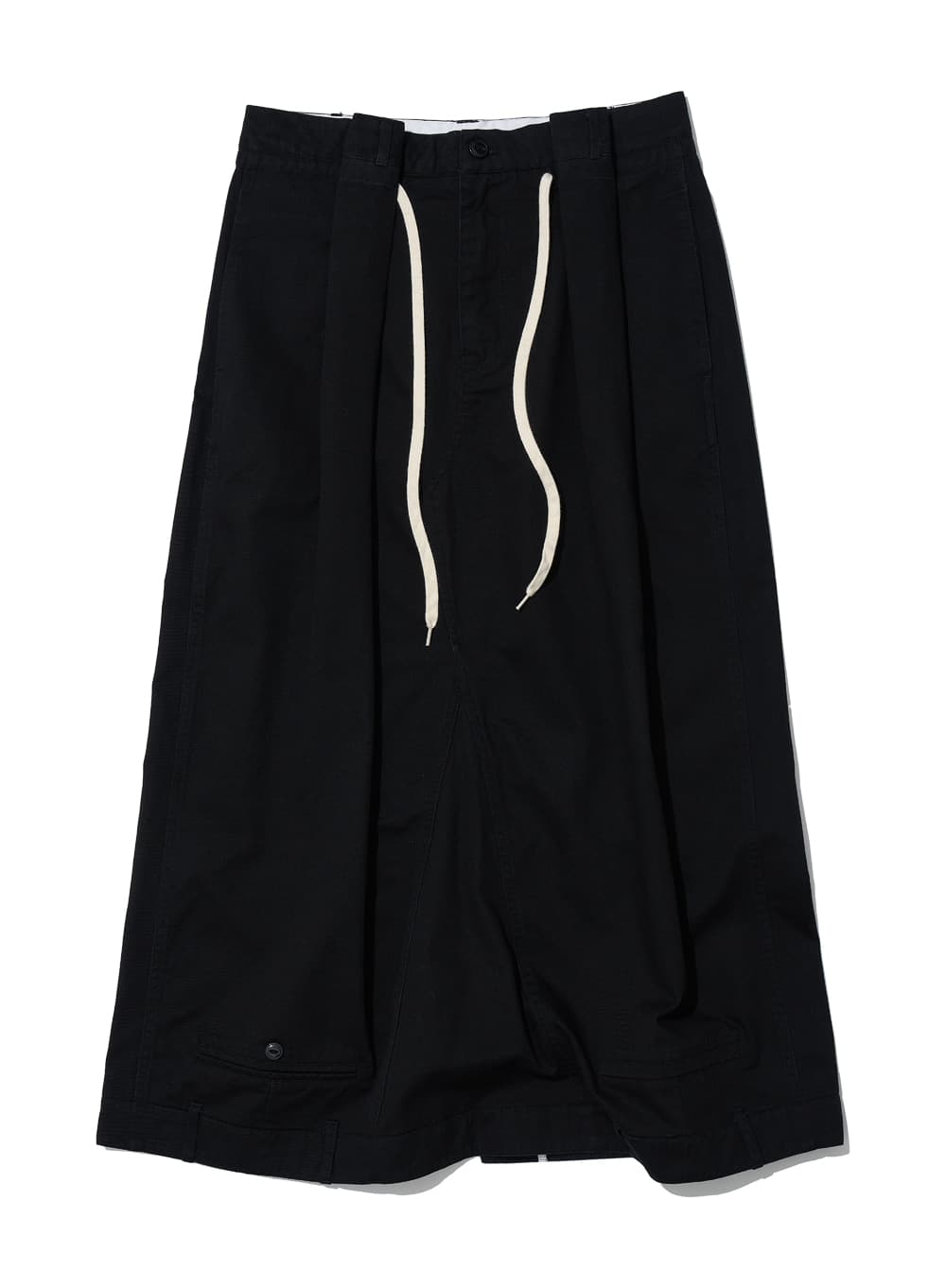 INVERTED DRAWSTRING MAXI SKIRT_BLACK