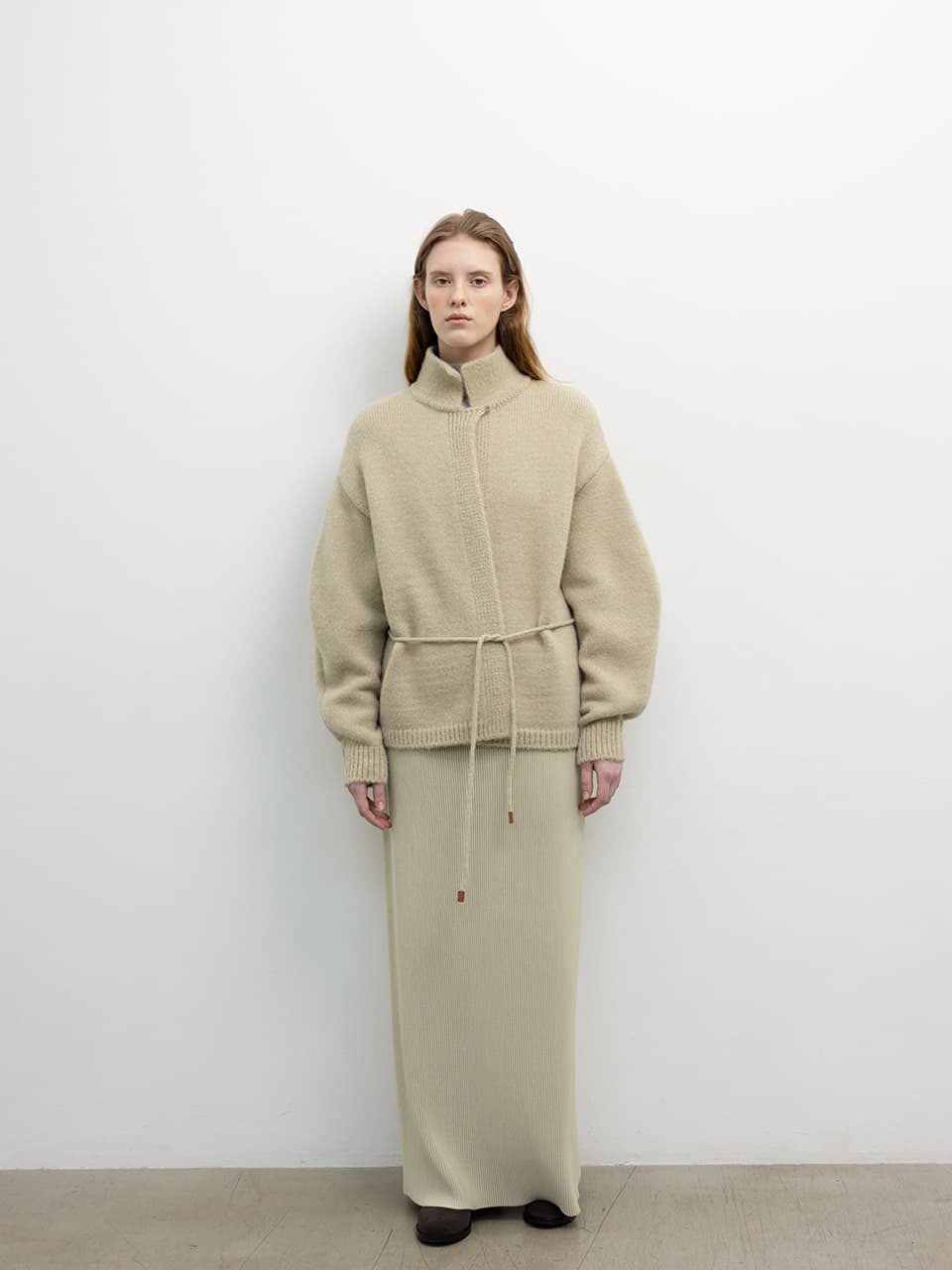 DOLMAN SLEEVE KNIT STRING JACKET [BEIGE]