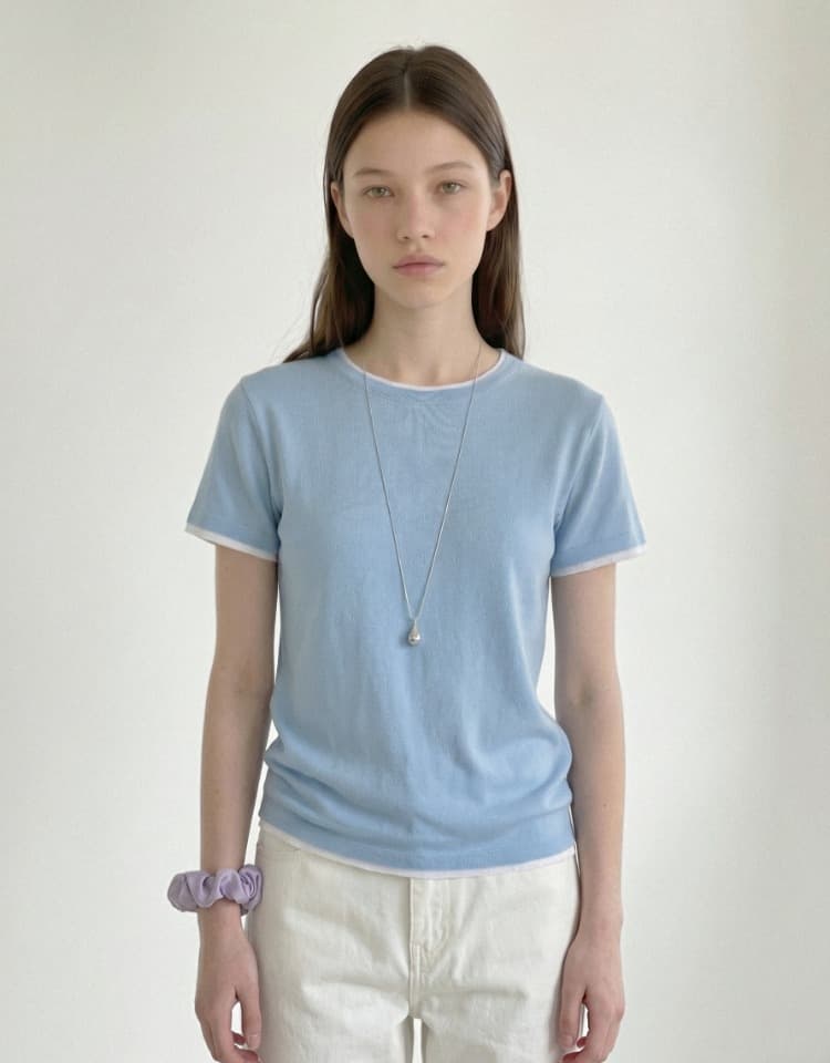 double layered t-shirt - blue