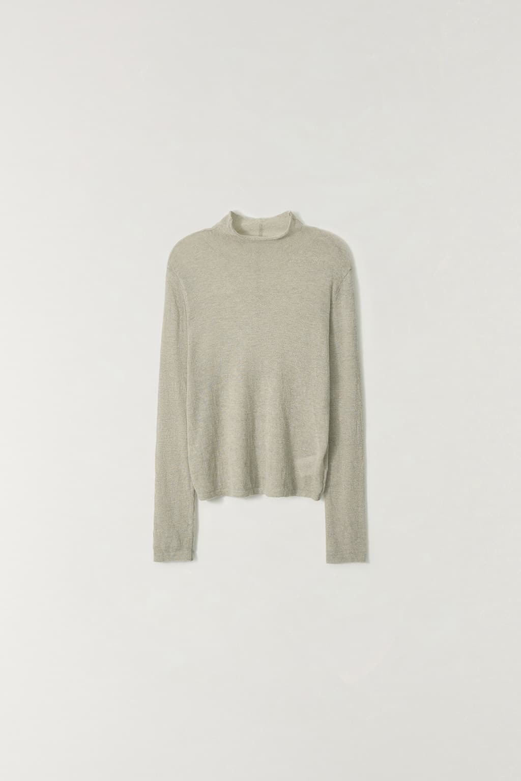 절개 시스루 터틀넥 니트 OLIVE BEIGE