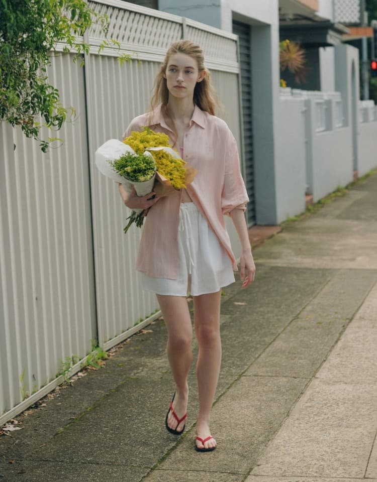 linen banding shorts - ivory