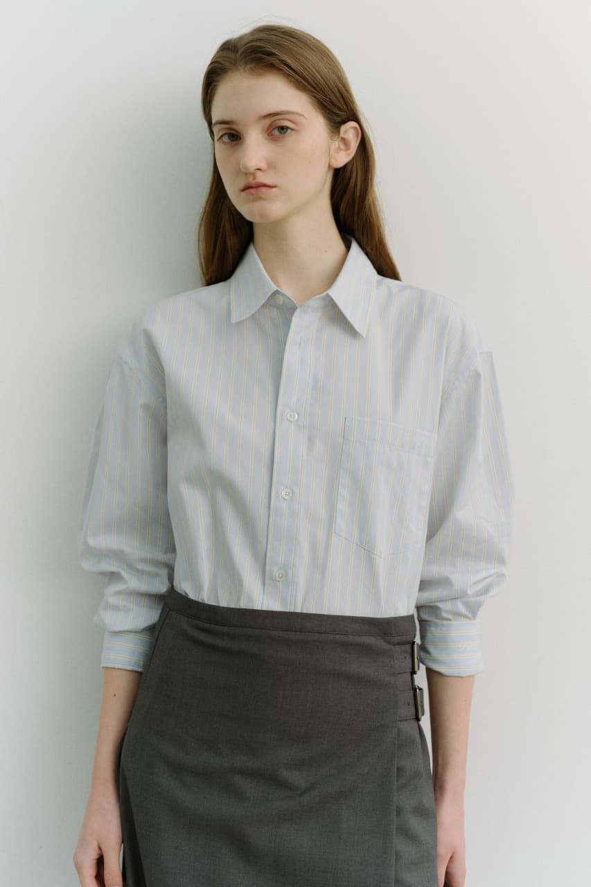 UNISEX OVERSIZED STRIPED SHIRT MISTY BLUE STRIPE_UDSH6A104B1