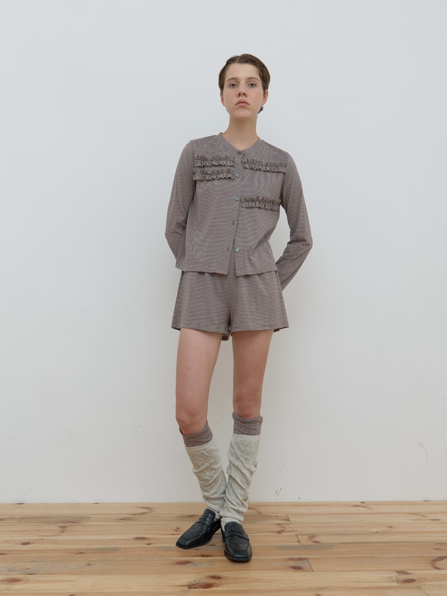 STRIPE TRUNK SHORTS_BROWN