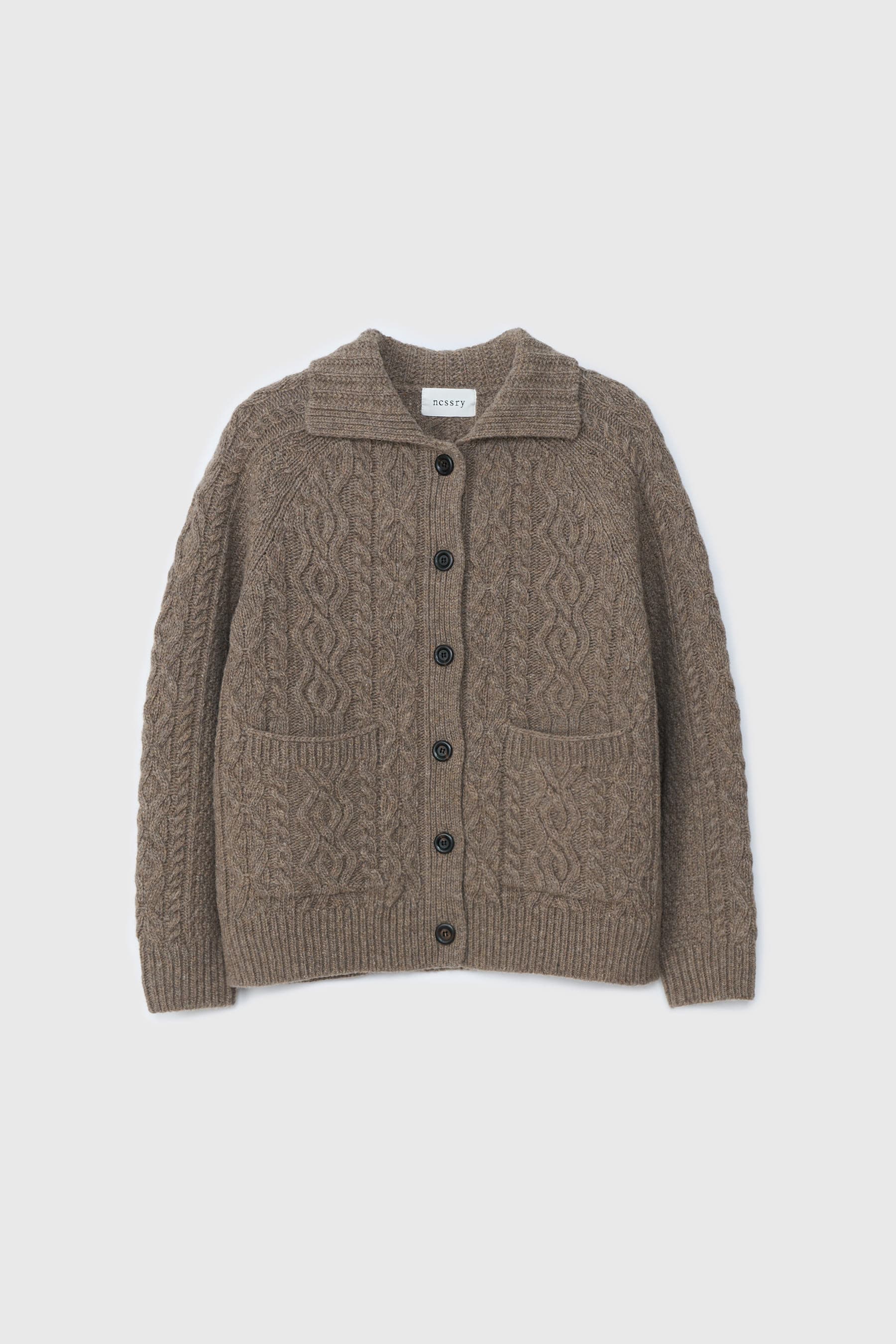 Shetland Wool Button Cardigan (Deep Beige)