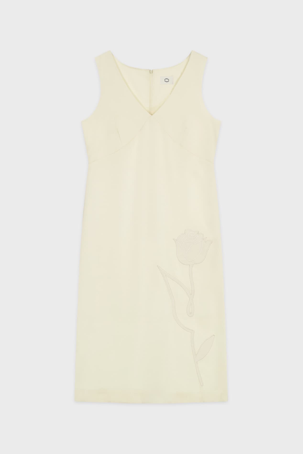 V-Neck Rose Dress (Cream)