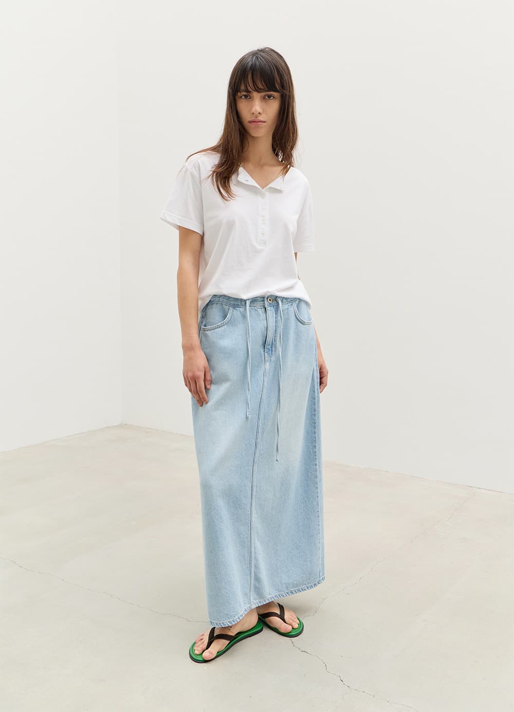 Henley Neck Cotton T-shirt - Off White