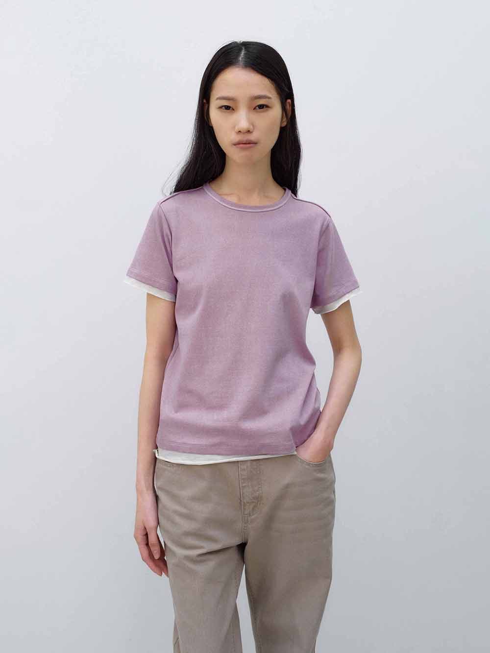 레이어드 피그먼트 티셔츠 PURPLE