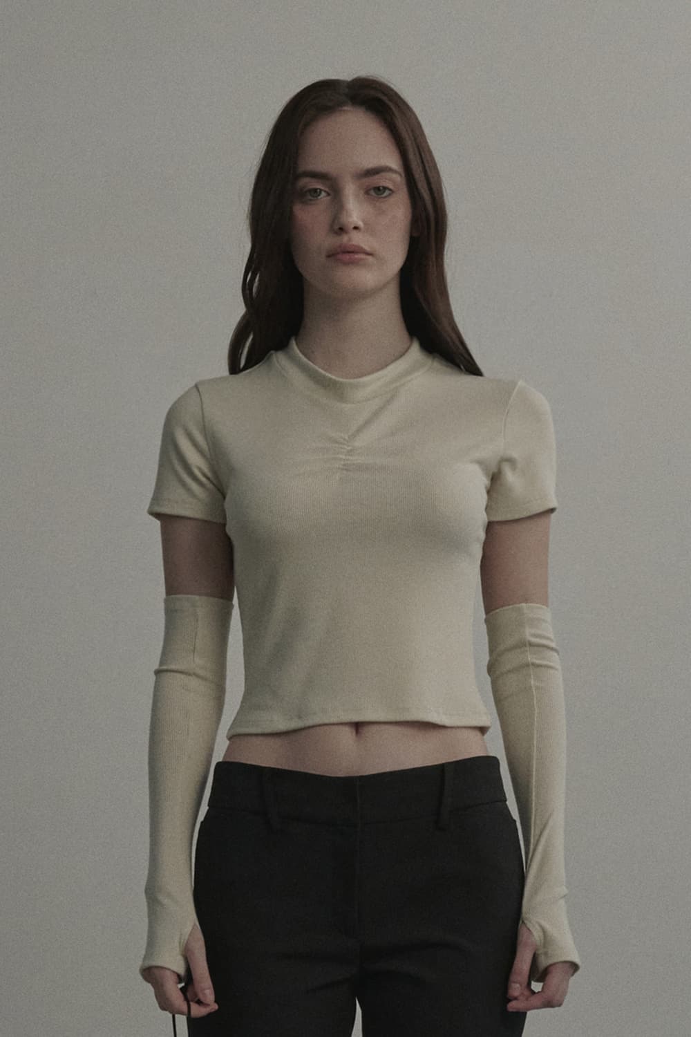 Shell Arm Warmer Top Set - Cream