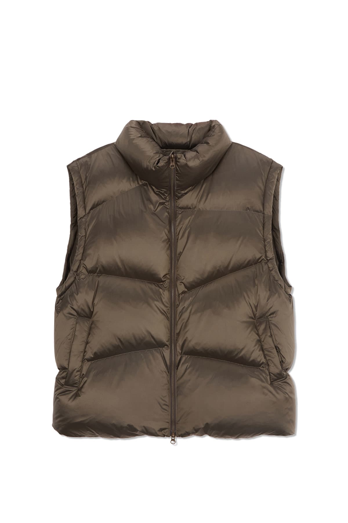UNBALANCE QUILTED DOWN VEST FOR MEN IN KHAKI BROWN