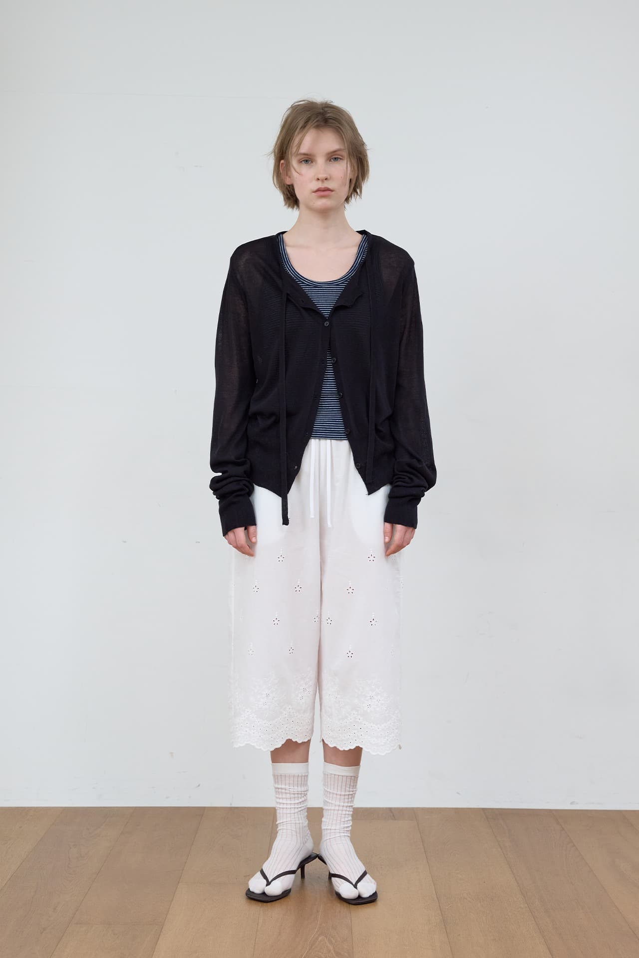 LINEN STRING CARDIGAN_BLACK