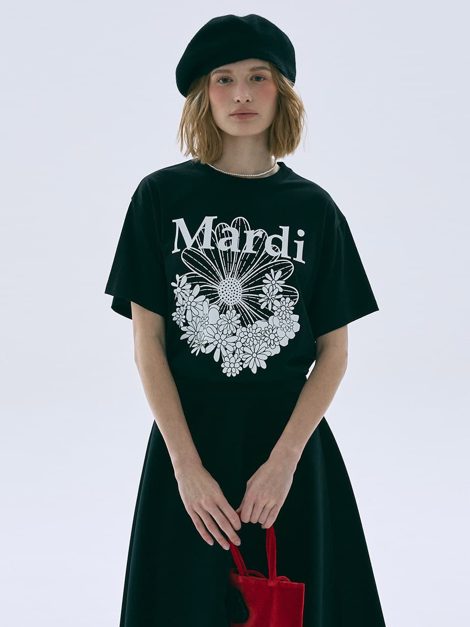 TSHIRT FLOWERMARDI JARDIN_BLACK WHITE