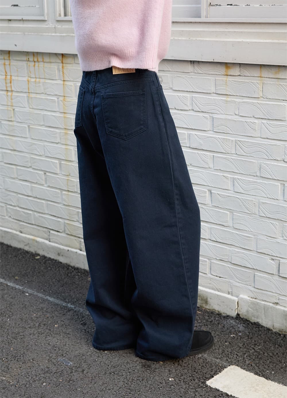 Overdyed Wide Denim - Stone Navy