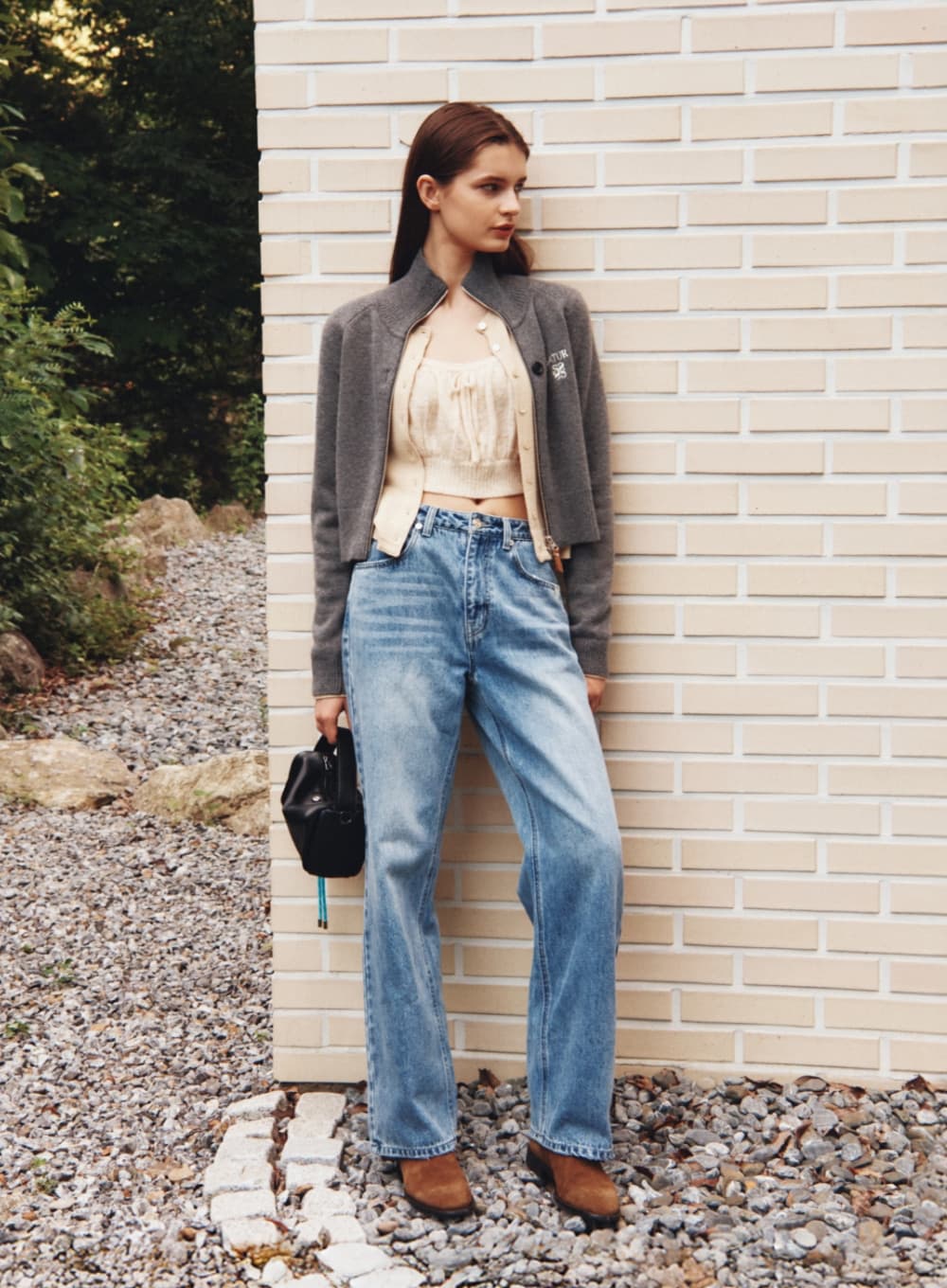 (W) Straight Semi Loose Fit Denim Pants - Light Blue