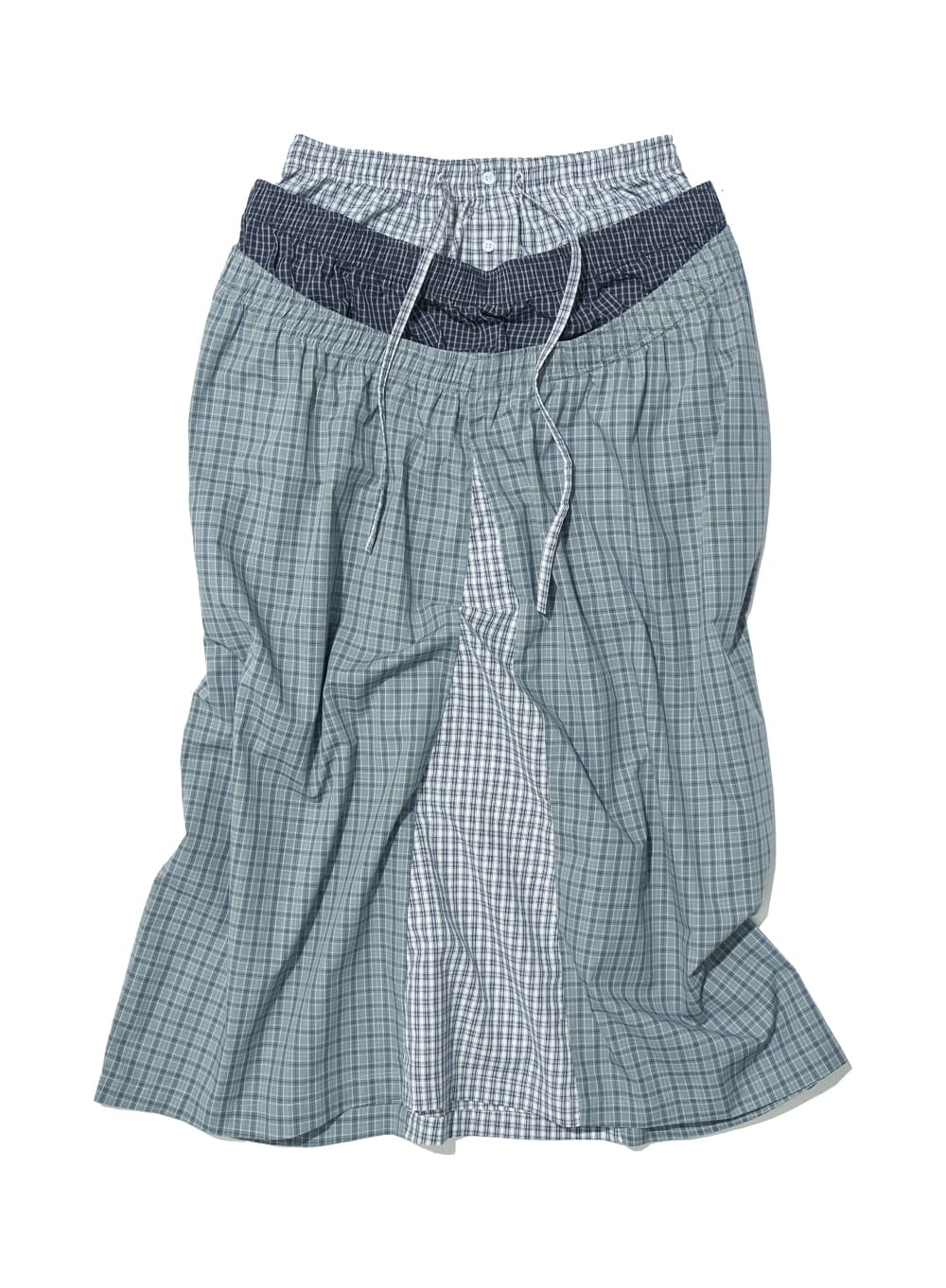 MULTI LAYERED MAXI SKIRT_BLUE CHECK