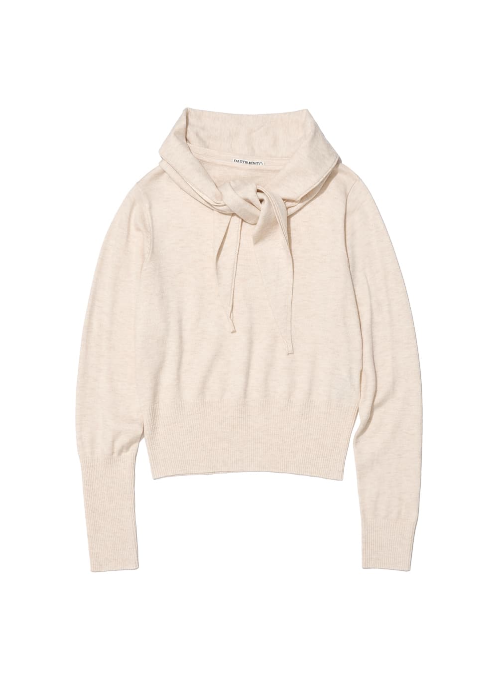 2WAY UNBALANCED SCARF KNIT CREWNECK_IVORY