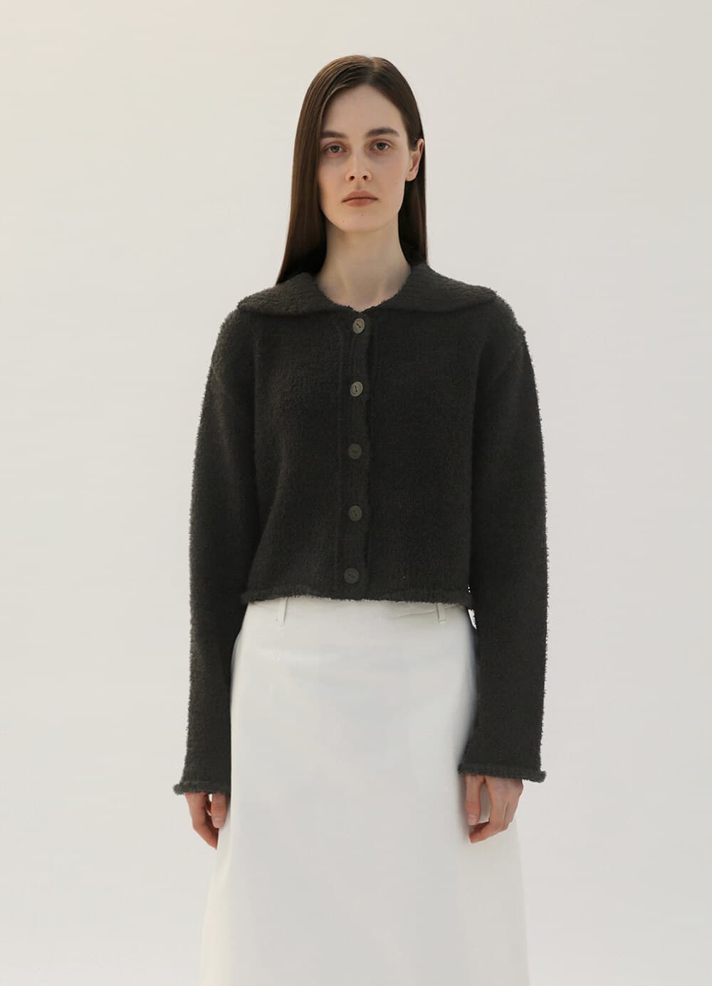 Blending Tape Yarn Cardigan - Black