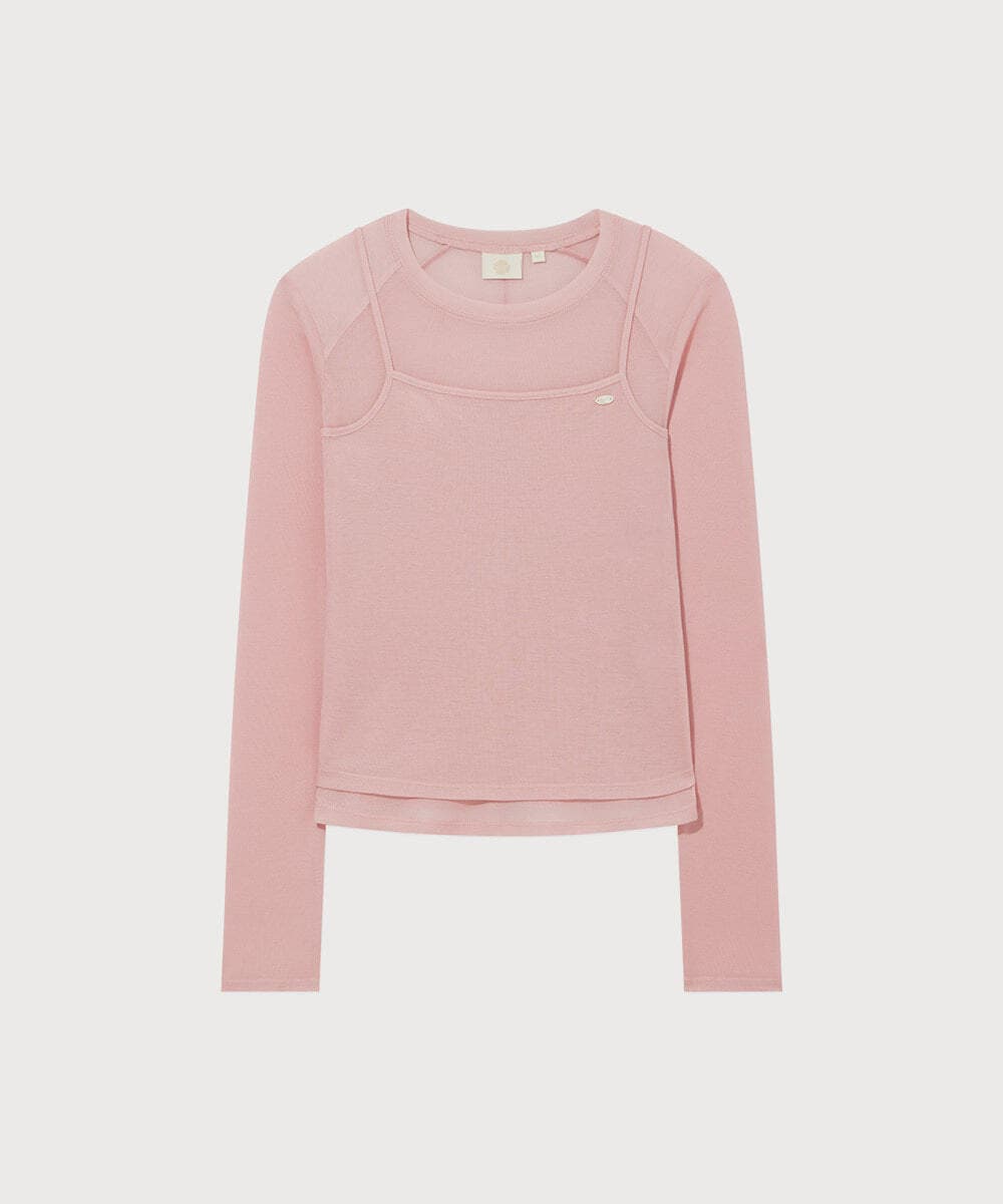 우먼 시어 레이어드 롱슬리브 Light Pink