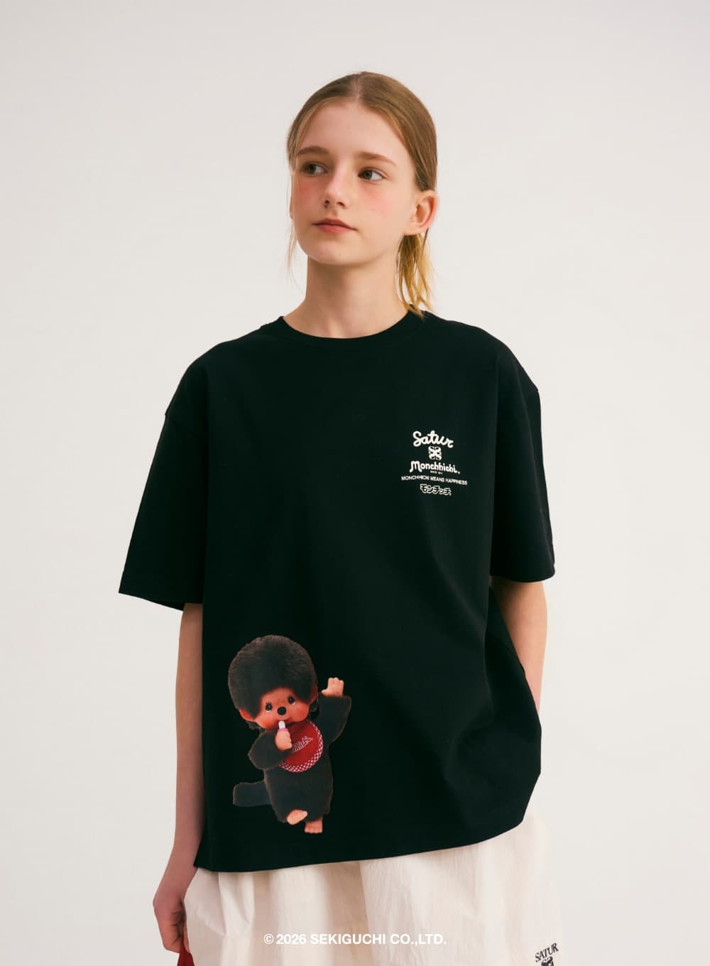 Satur X Monchhichi Happiness T-Shirt - Black