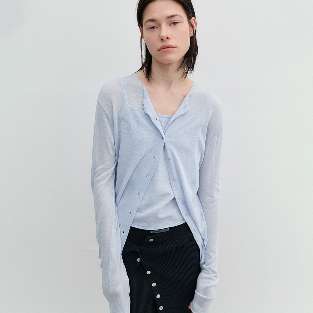 (CD-2258)AN CLEAN ROUND NECK CARDIGAN&TOP KNIT SETS