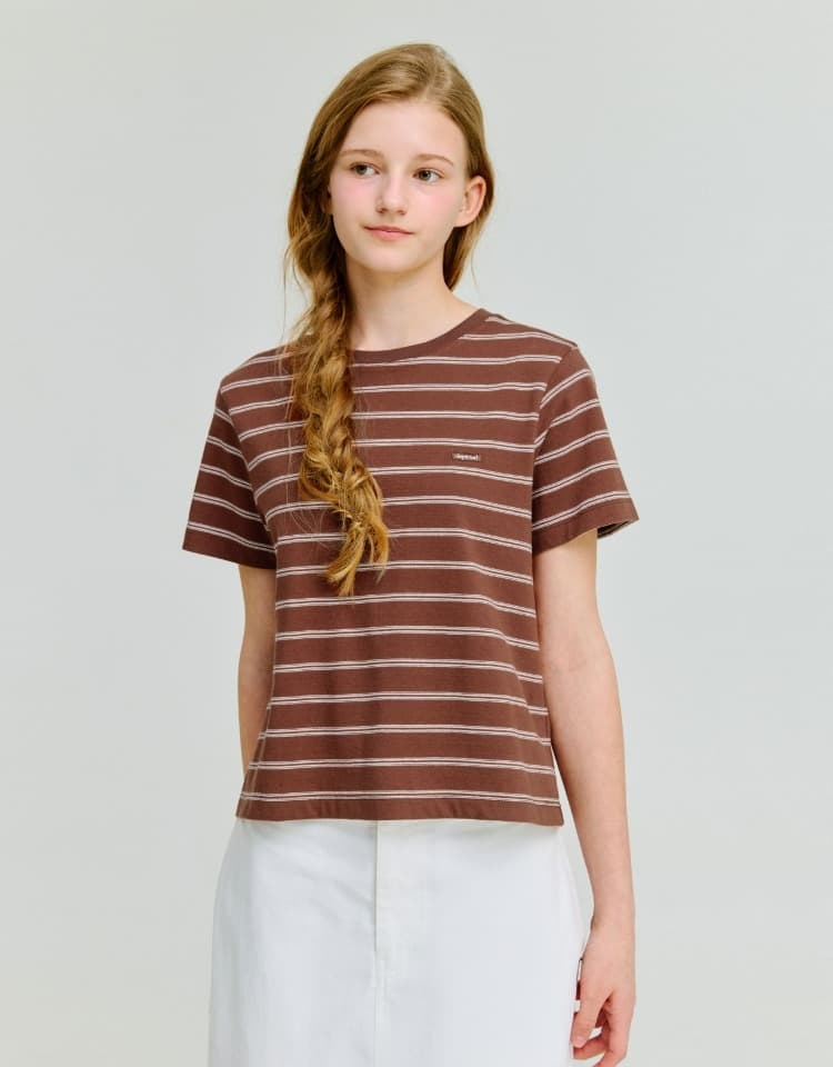 stripe crop t-shirt - brown