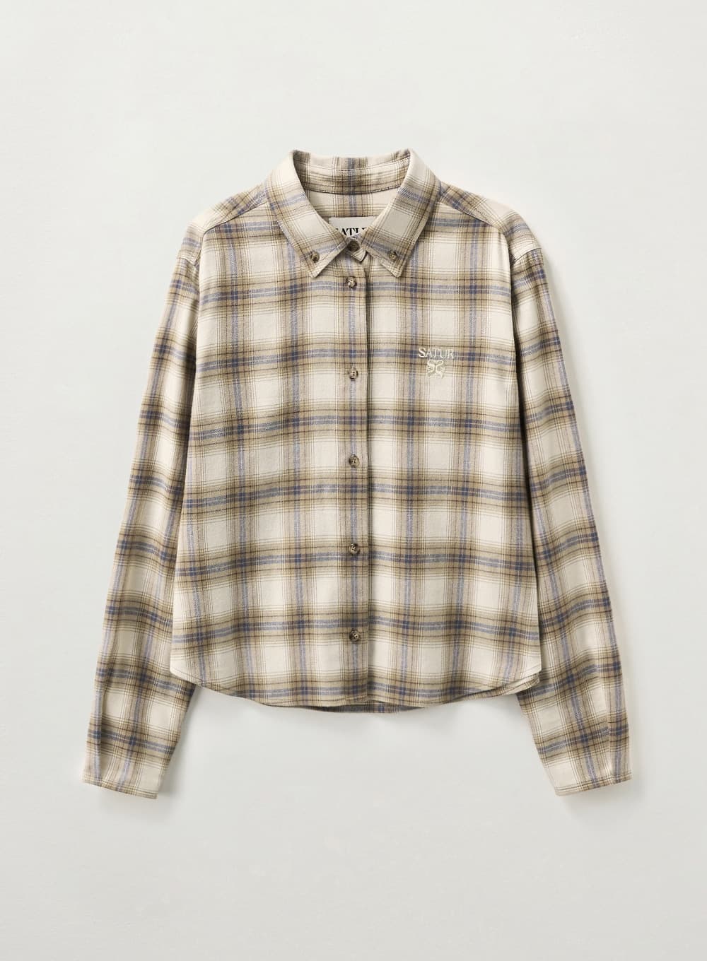 (W) Classic Flannel Check Shirt - Beige