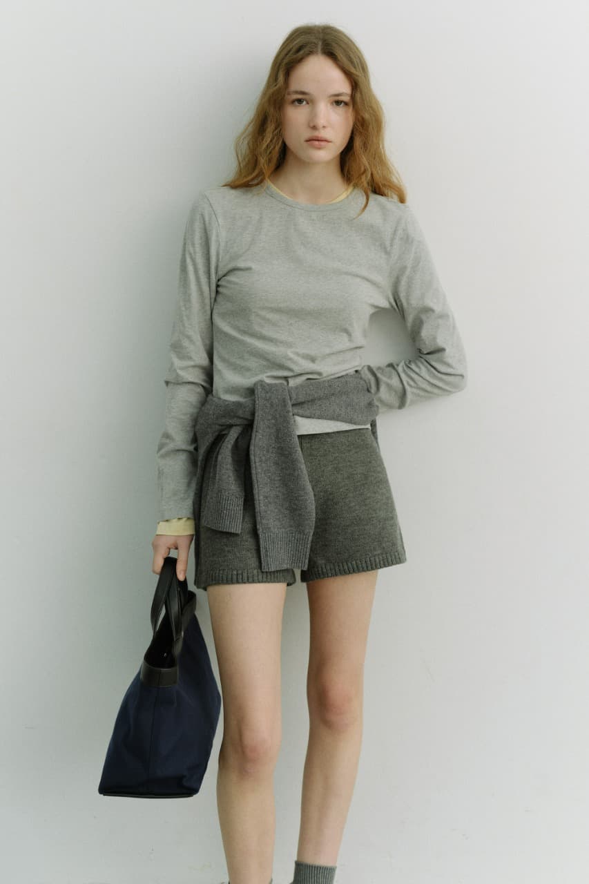 ESSENTIAL CREW-NECK T-SHIRT MELANGE GREY_UDTS6A202G2