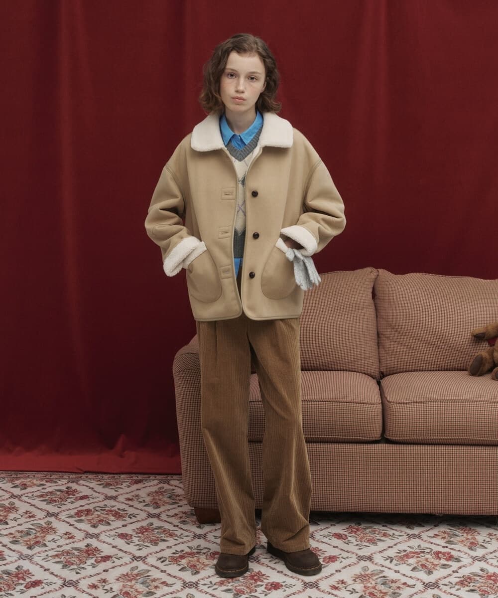 우먼 코듀로이 핀턱 팬츠 Beige