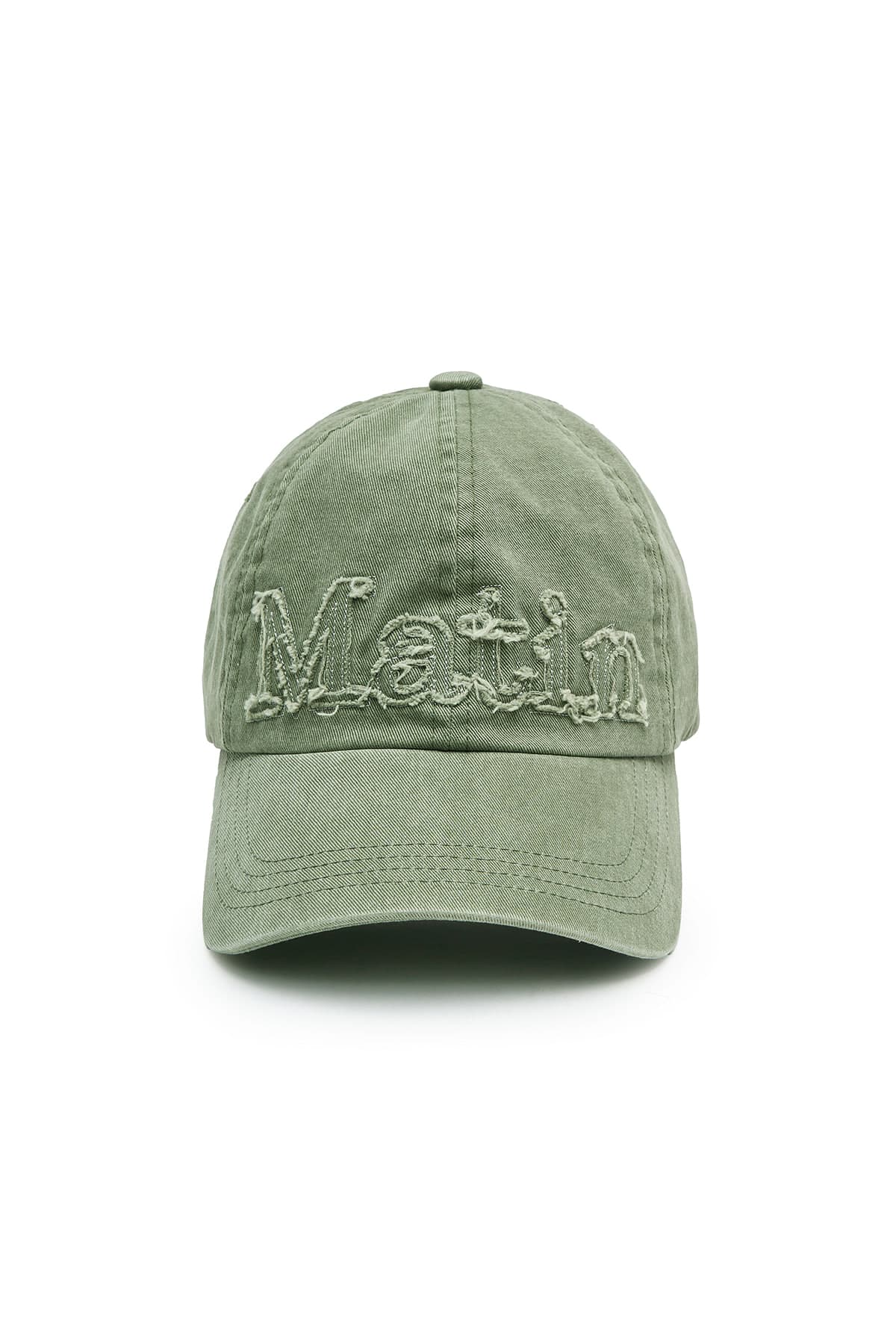 ROUGH CUT APPLIQUE BALL CAP IN LIGHT KHAKI