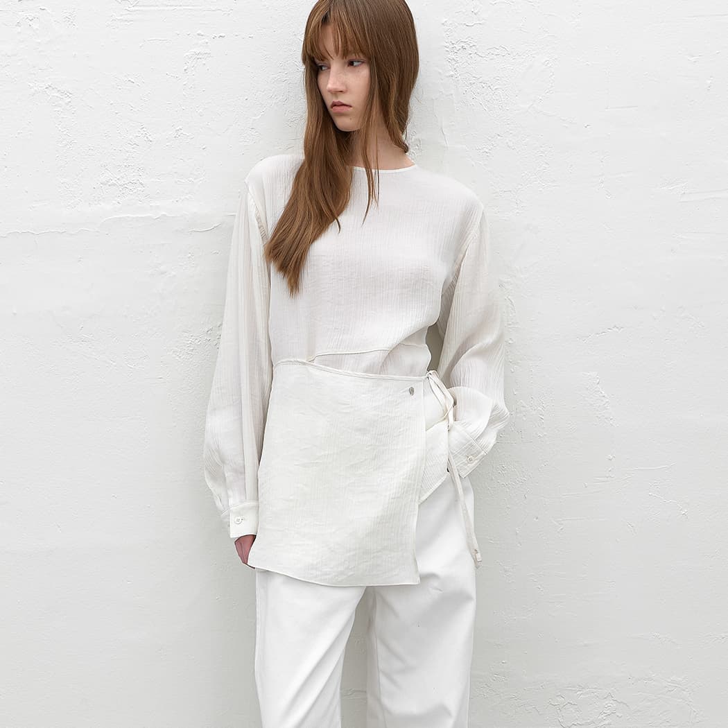 (BL-4392)LAYERED WARP SKIRT BLOUSE