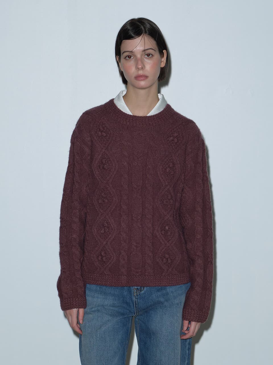 ARGYLE POMPOM KNIT (PURPLE)