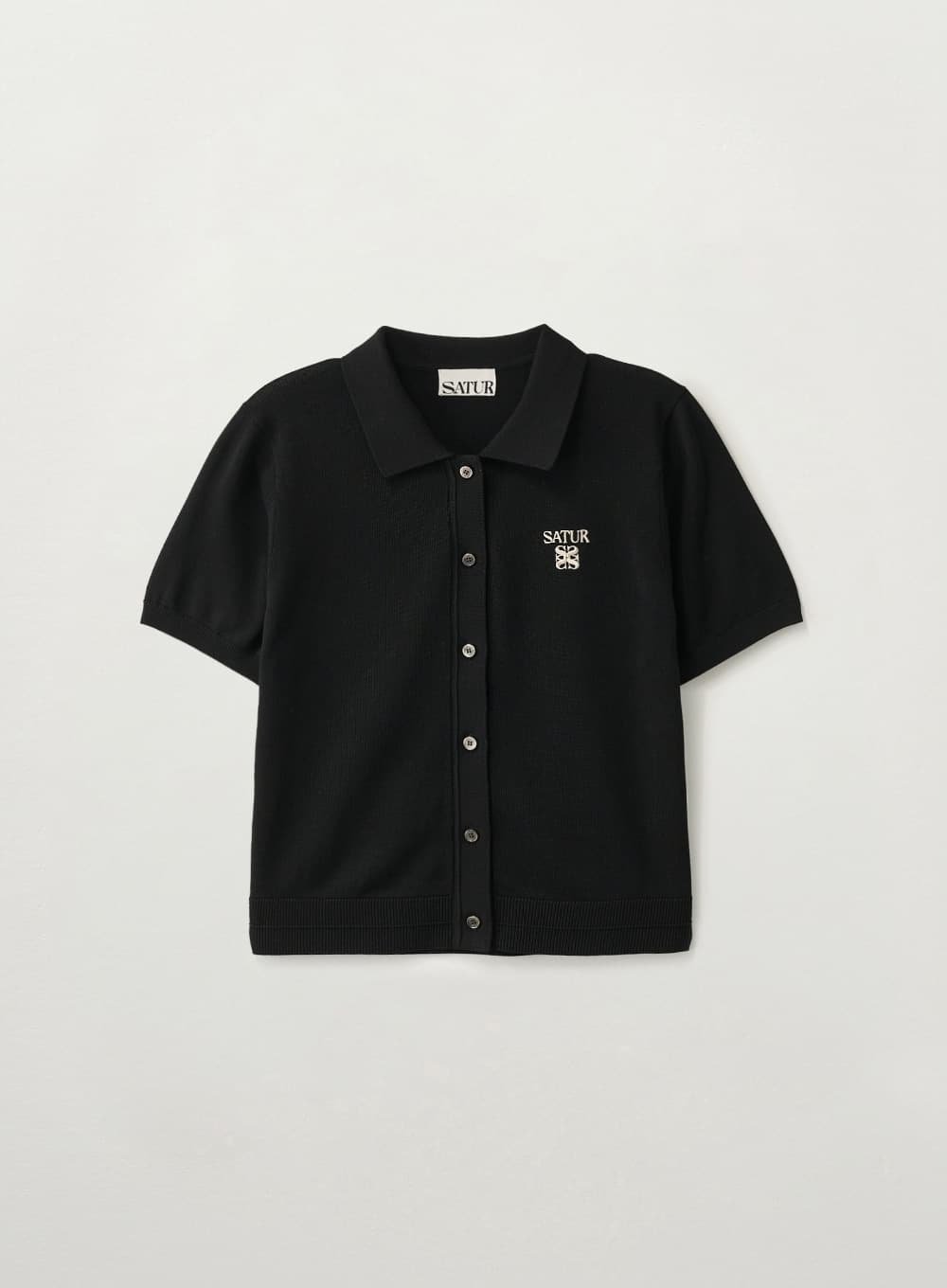 (W) Collar Half Knit Cardigan - Black