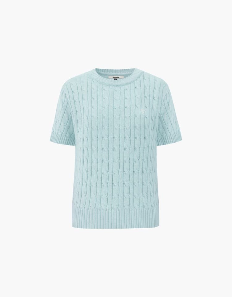 half sleeve cable knit - skyblue