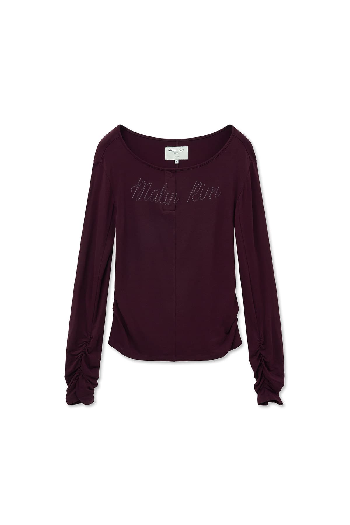 HENLY NECK SHIRRING TOP IN BURGUNDY