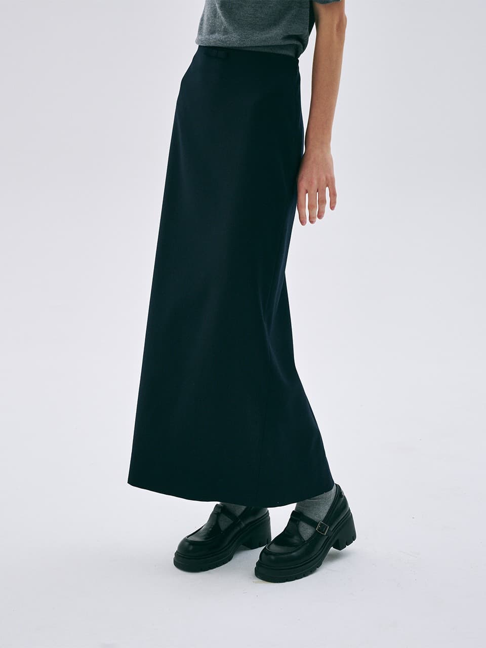 MAXI SKIRT SLIT_NAVY