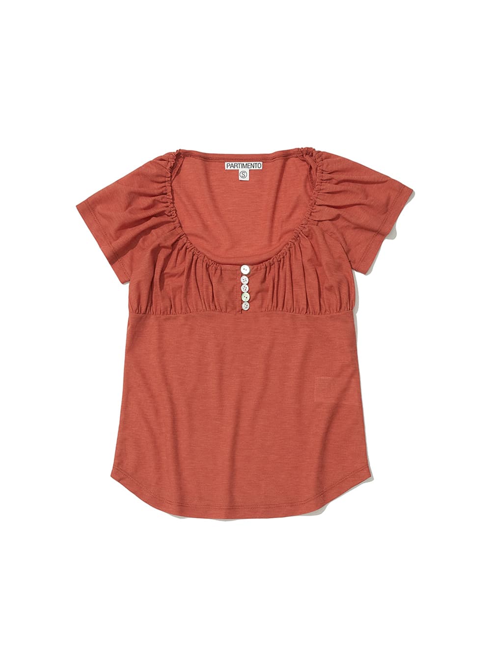 BUTTON-UP GATHERING TOP_CORAL